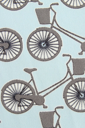 Lotty B Silk Crepe-de-Chine Long Scarf BICYCLE REPEAT - BLACK & PALE BLUE swatch