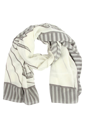 Lotty B Sarong in Silk Crepe-de-Chine: BICYCLE - BLACK & WHITE scarf