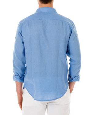Mens Linen Shirt : FRENCH BLUE back