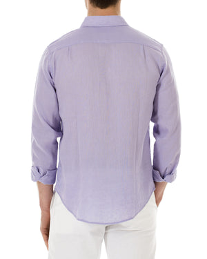 Mens Linen Shirt (Violet) Back