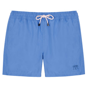 Mens swim shorts: solid REGATTA BLUE designer Lotty B Mustique for Pink House holiday essentials