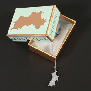 Silver Diamante MINI Mustique Island Pendant delivered in Lotty B gift box