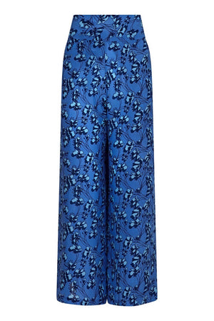 Silk Gabija Palazzo Pants: FLAMBOYANT FLOWER - BLUE designer Lotty B Mustique