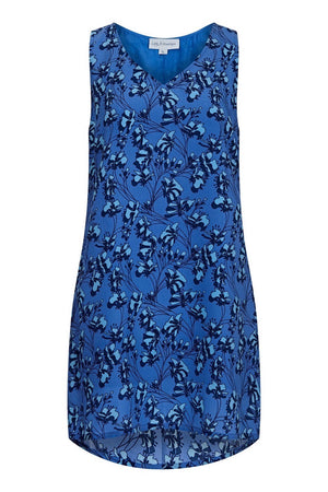 Womens silk Henny dress Flamboyant Flower Blue by Lotty B Mustique
