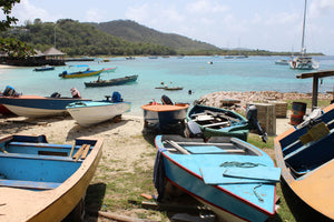 fishing boats with Basil's Bar in the background