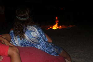 round the camp fire, Dolly beach Mustique