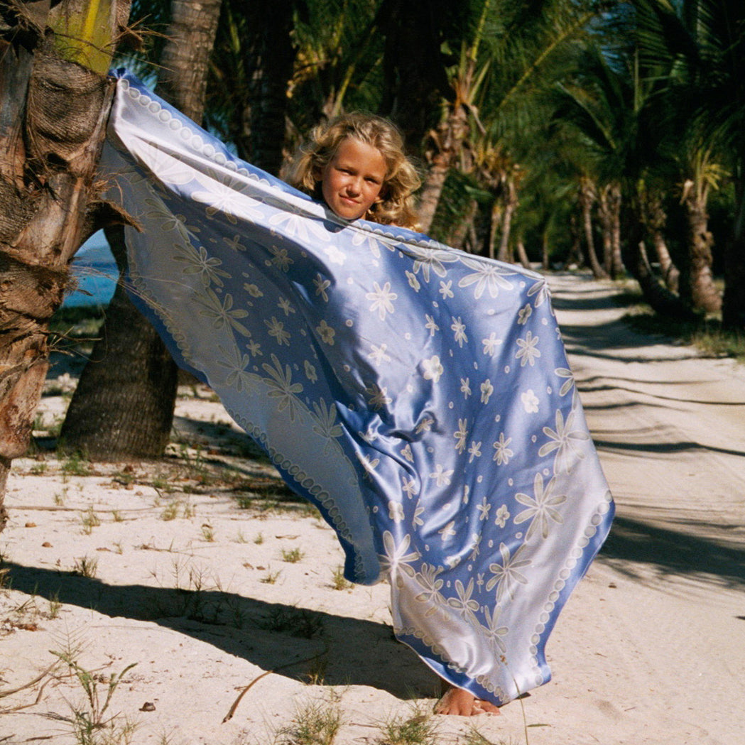 Handpainted silk sarong by Lotty B modelled by Cosima Swayze
