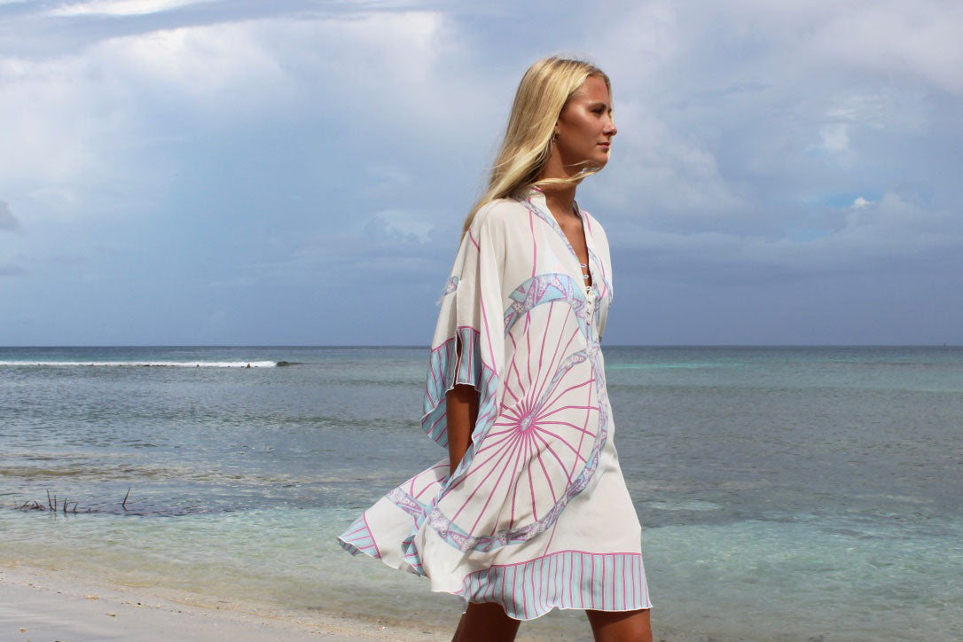 Lotty B short silk kaftan Bicycle Pink