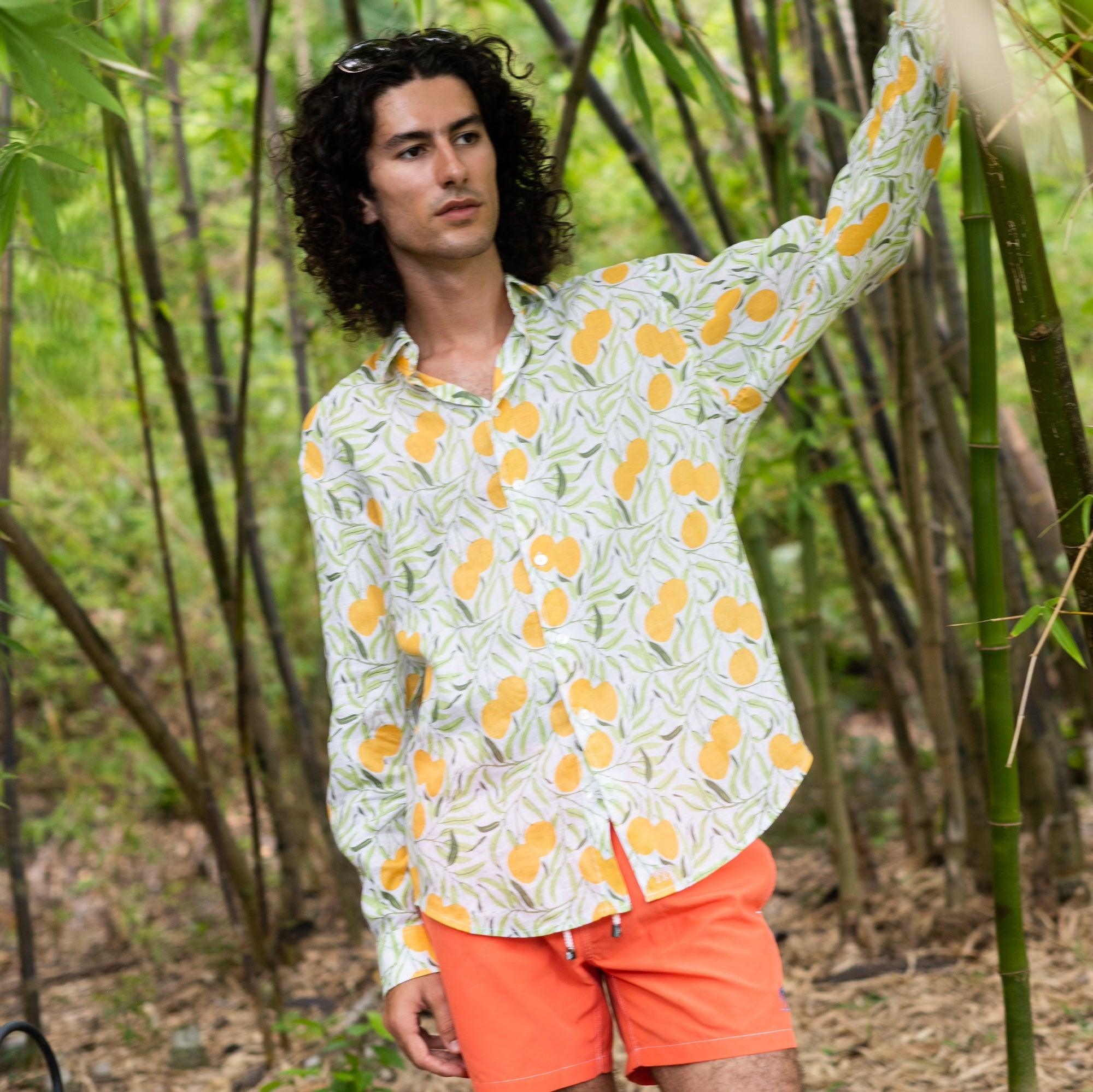 man in a pink house mango shirt