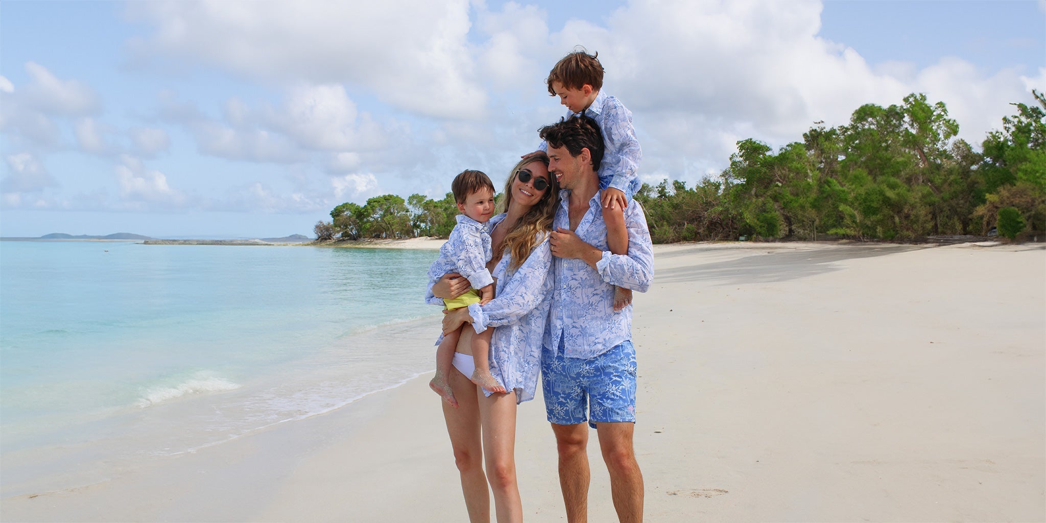 Scenes from our little island home are depicted in this collection in classic Pink House print