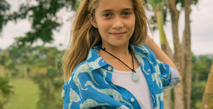 Pink House Mustique childrens linen shirts in gorgeous Caribbean prints designed by Lotty B