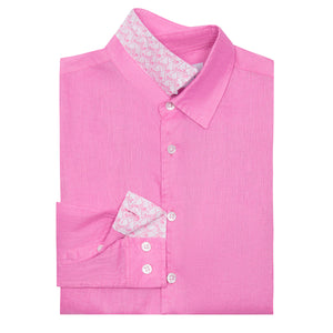 Finest linen shirt in Fuchsia Pink by designer Lotty B Mustique