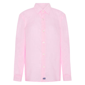 Children's long sleeved pale pink linen shirt by designer Lotty B for The Pink House Mustique