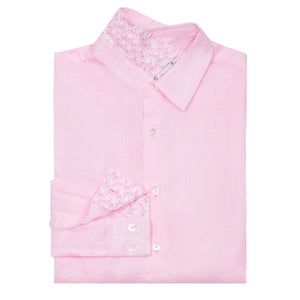 Children's pale pink linen shirt by designer Lotty B for The Pink House Mustique