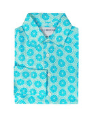 Kids linen shirt in turquoise blue lime slice print by Lotty B for Pink House