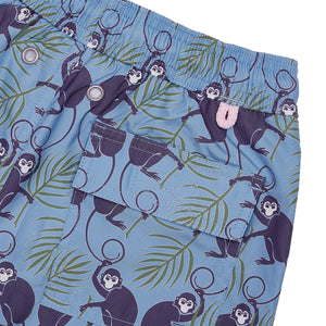 Boys swim shorts: MONKEY and PALMS - PLUM