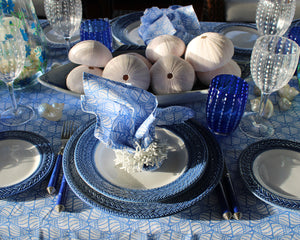 Lotty B Tablecloth & Napkin set: SHELLTOP - BLUE