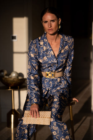 Luxurious limited edition pure silk party PJ's by Lotty B Mustique. Handmade in the UK