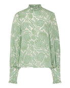 Silk Kelly blouse in Protea sage green and white by designer Lotty B for Pink House  