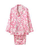 Pink House pure silk pyjamas in Parrot Pink – luxury loungewear by Lotty B, perfect for sleep, travel, or gifting.