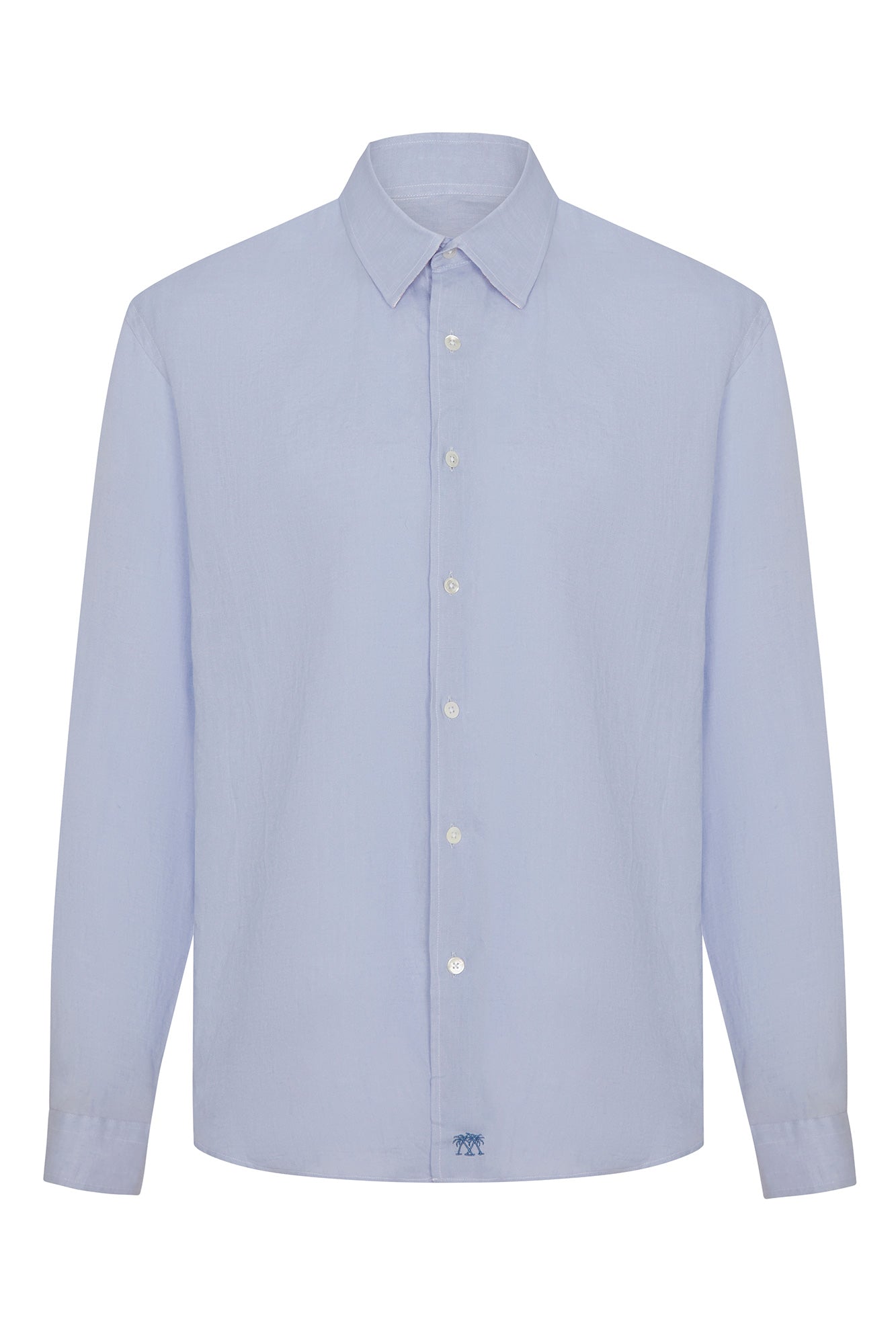 Men's linen shirt plain Azul Blue by Pink House Mustique