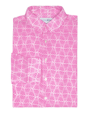 Men's linen shirt in pink Shelltop print
