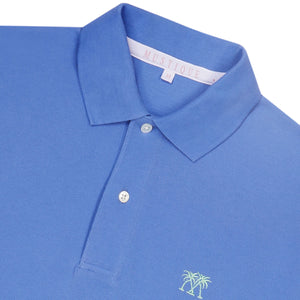 Mens premium pure cotton mid blue polo shirt