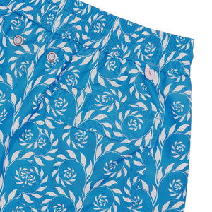 Men's premium swim shorts in Fern Turquoise print crafted in recycled quick dry fabric 