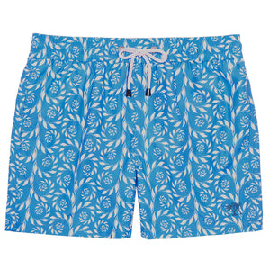 Men's swim shorts in Fern Turquoise print crafted in premium recycled quick dry fabric 