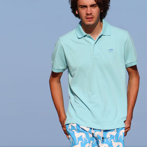 Mens pure cotton pale blue polo shirt sports holiday style