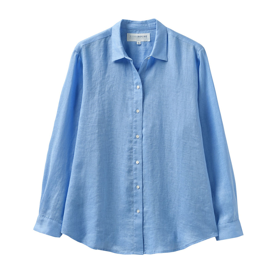 Women's Anastasia shirt in French Blue linen