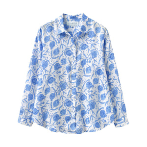 Linen Anastasia Shirt: POMEGRANATE - BLUE