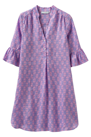 Linen Decima Dress: SHELLTOP - BLUE/PINK