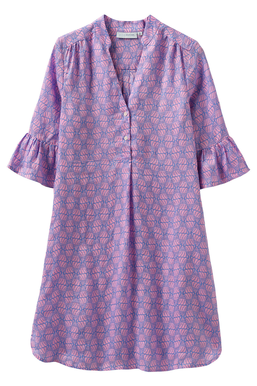 Linen Decima Dress: SHELLTOP - BLUE/PINK