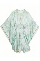 Lotty B Short Kaftan in Silk Crepe-de-Chine (Spiderlily Pale Blue)