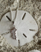 Sterling silver diamanté MINI Mustique island pendant necklace on sand dollar, made in England