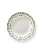 Fine bone china rimmed bowl in Palms Sage Green design by Pink House Mustique, handmade in England.