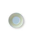 Fine bone china espresso saucer in Palms Sage Green design by Pink House Mustique, elegant British-made tableware.