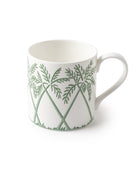 Fine bone china mug in Palms Sage Green design by Pink House Mustique, luxury island-inspired tableware.
