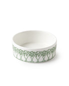 Fine bone china small dish in Palms Sage Green design by Pink House Mustique, British-made decorative tableware.