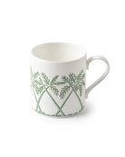 Fine bone china small mug in Palms Sage Green design by Pink House Mustique, British-crafted fine china.