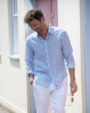 Mens Linen Shirt: SHELLTOP - BLUE