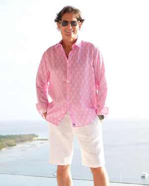 Mens Linen Shirt: SHELLTOP - PINK