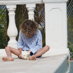 Childrens Linen Shirt: SHELLTOP - BLUE