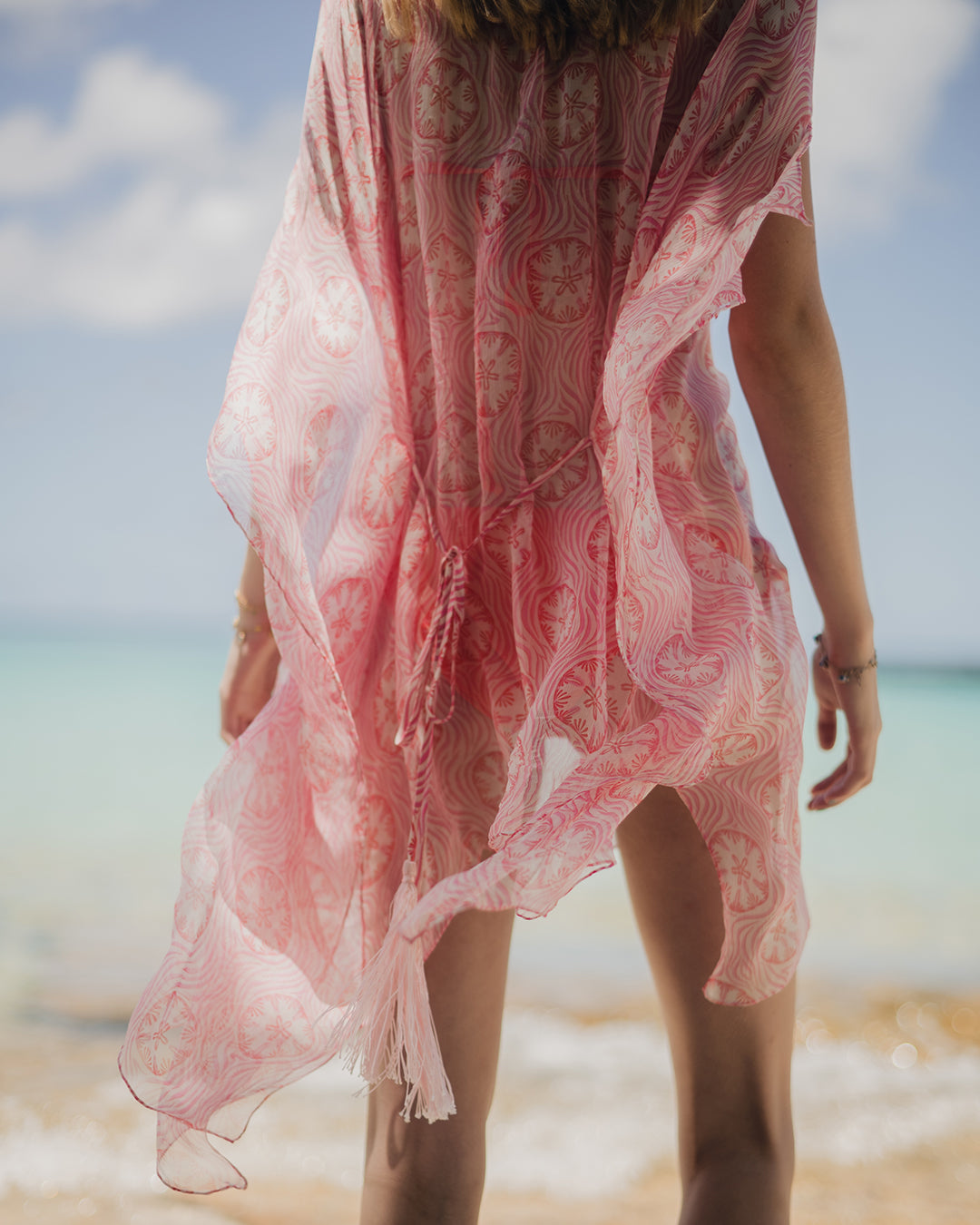 Pink silk designer beach cover