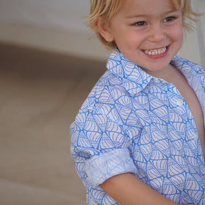 Childrens Linen Shirt: SHELLTOP - BLUE