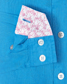 Comfortable, durable children's clothes plain turquoise blue linen shirt