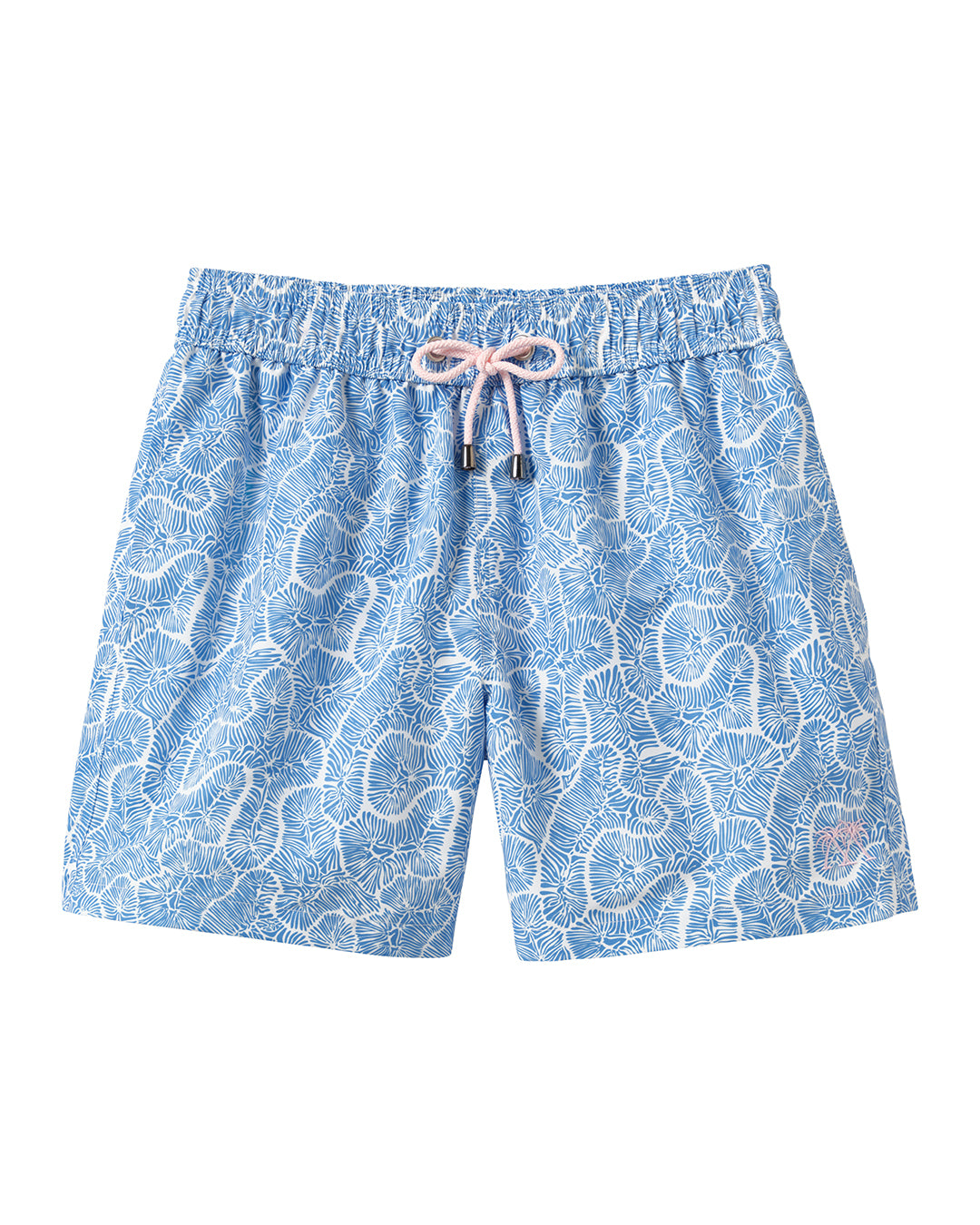 Blue CORAL STONE men’s swim shorts in recycled fabric – quick-dry resortwear by Pink House Mustique.