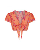 Silk Lyla crop top in Fruit Punch pink and orange print by designer Lotty B for Pink House