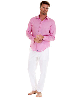 Mens fuschsia pink linen shirt